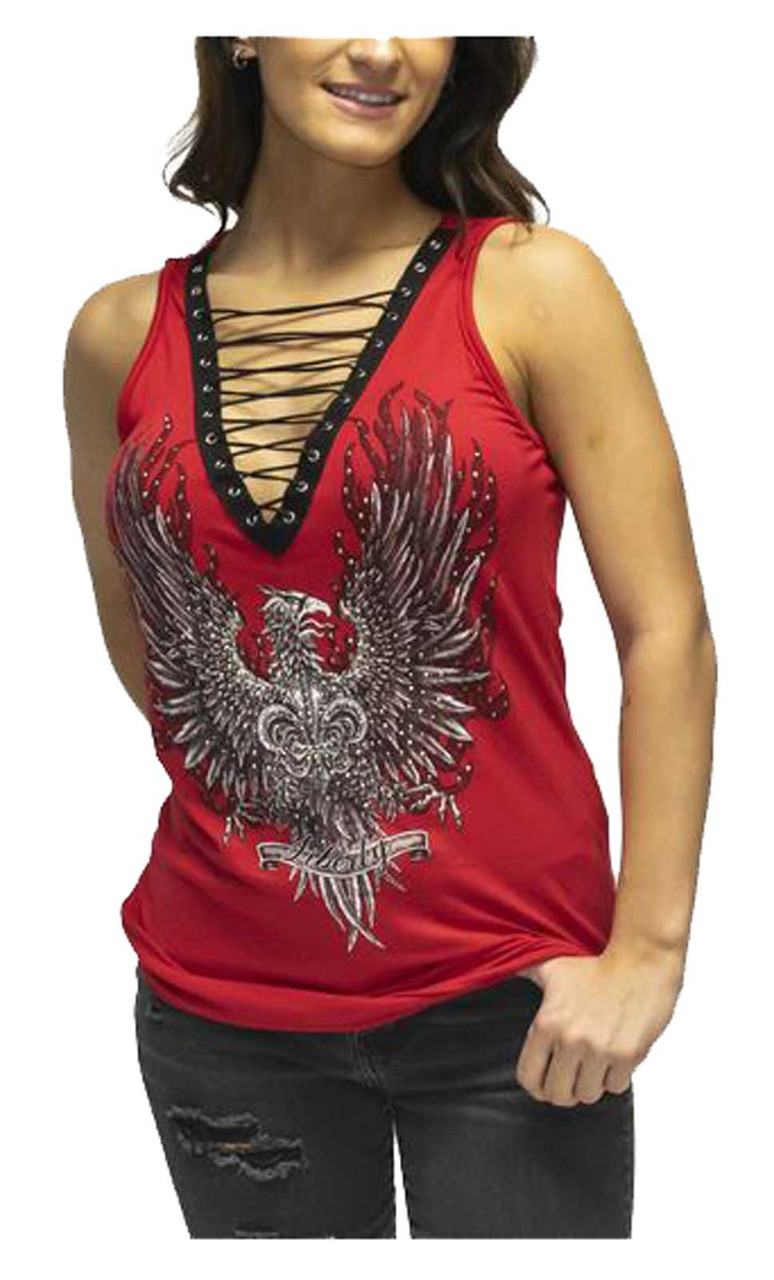 Liberty Wear Women's Eagle Crest Lace-Up V-Neck Sleeveless