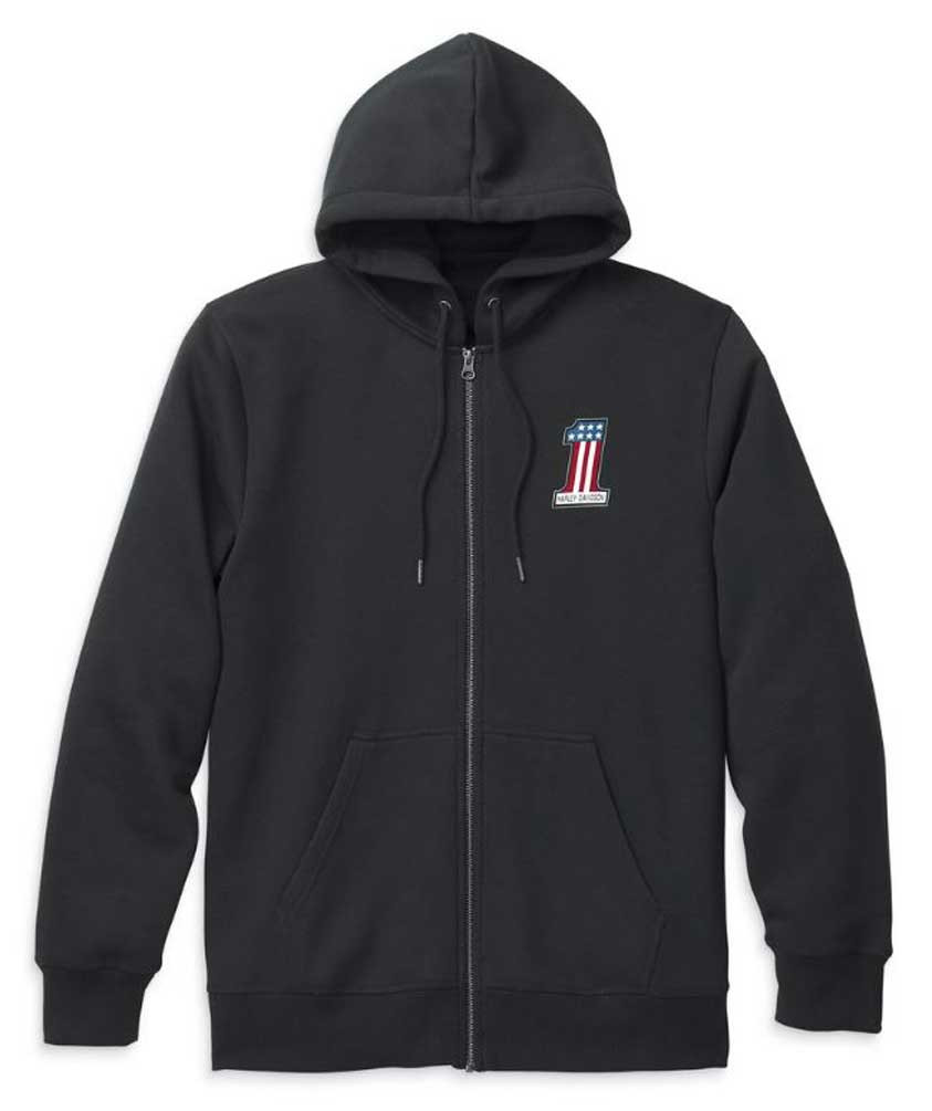 Harley-Davidson® Men's #1 Race Graphic Zip Front Hoodie - Black