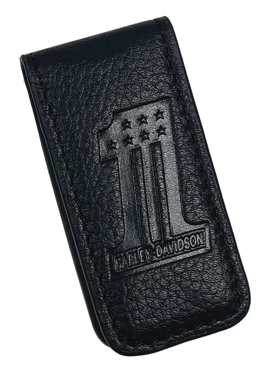 Harley-Davidson® Men's #1 Logo Leather Magnetic Money Clip - Solid