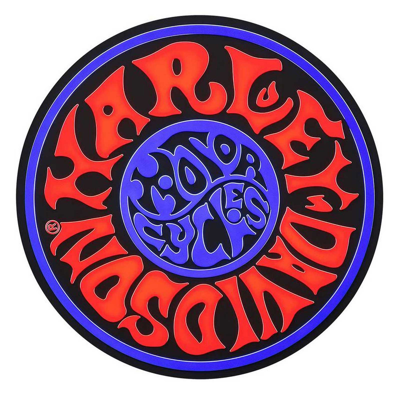 Harley-Davidson® Vintage 1970s Psychedelic LED Round Sign - Rubber