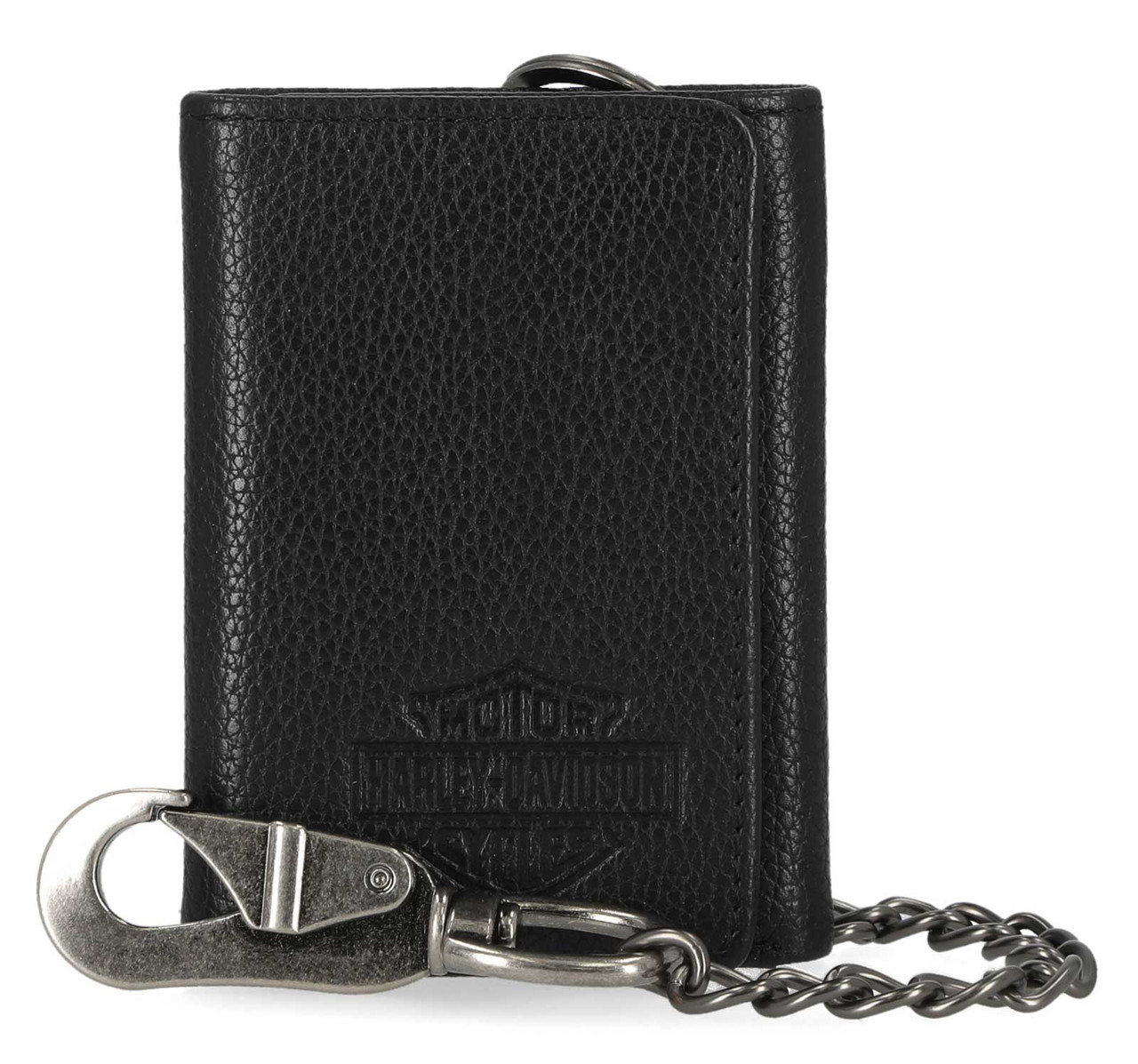 Harley-Davidson® Men's Bar & Shield Core Pebble Chain Tri-Fold Wallet, Black