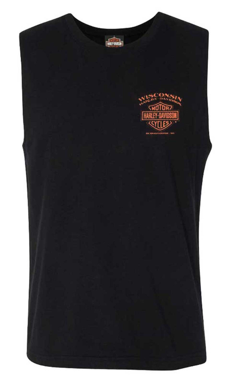 USA製 Harley-Davidson sleeveless Harley-Davidson® Men's Eagle Piston Crew-Neck Sleeveless Cotton