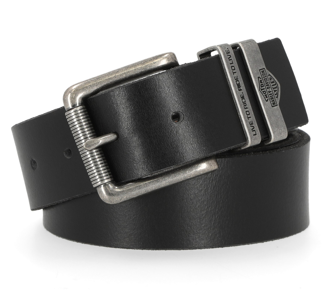 Harley-Davidson® Men's Metal Keeper H-D Logo Genuine Leather Belt