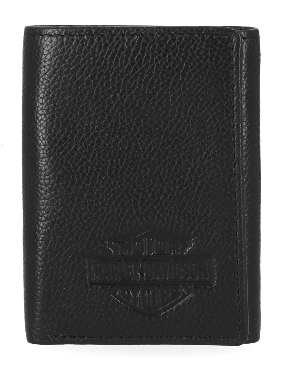 Harley-Davidson® Men's Classic Genuine Pebble Leather B&S Trifold