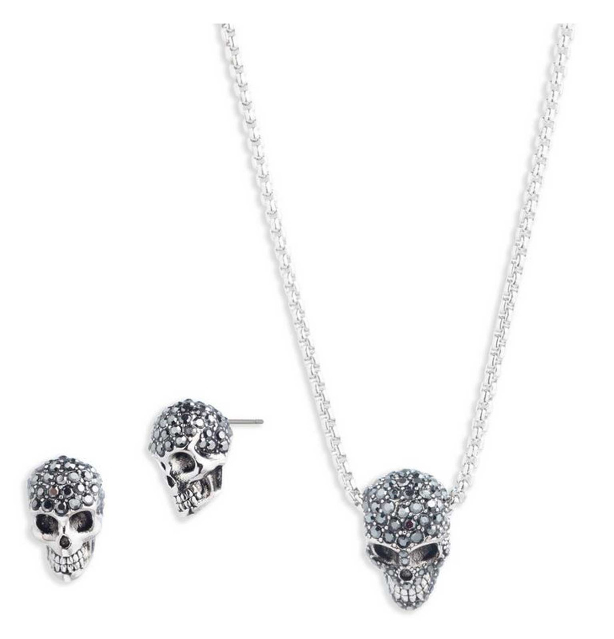 Harley-Davidson® Women's Crystal Skull Necklace & Earring Set Harley-Davidson® Women's Crystal Skull Necklace & Earring Set