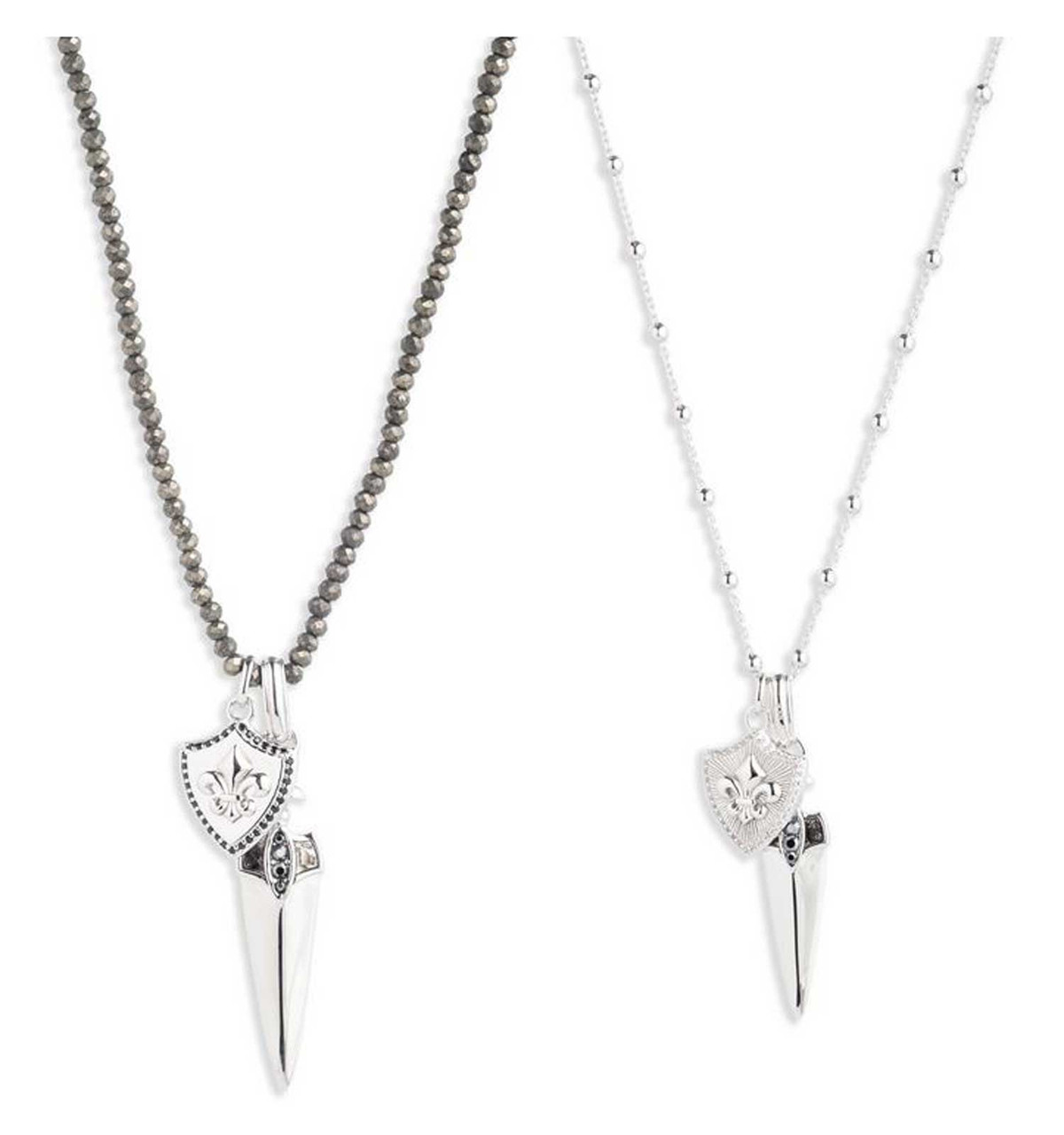 Harley-Davidson® His & Hers Dagger Necklace Set w/ Pyrite Beads