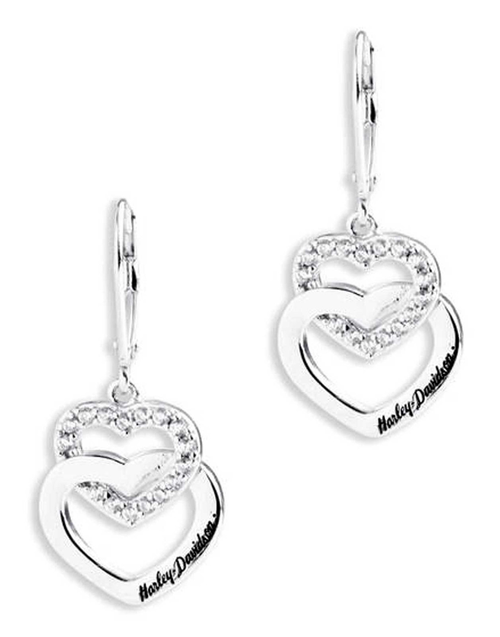 Harley-Davidson® Women's Double Interlocked Heart Crystal Drop