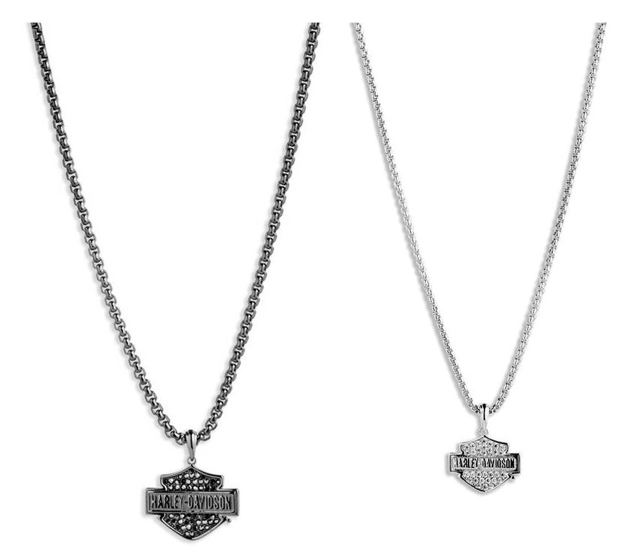 Harley-Davidson® His & Hers Bar & Shield Crystal Logo Necklace Set
