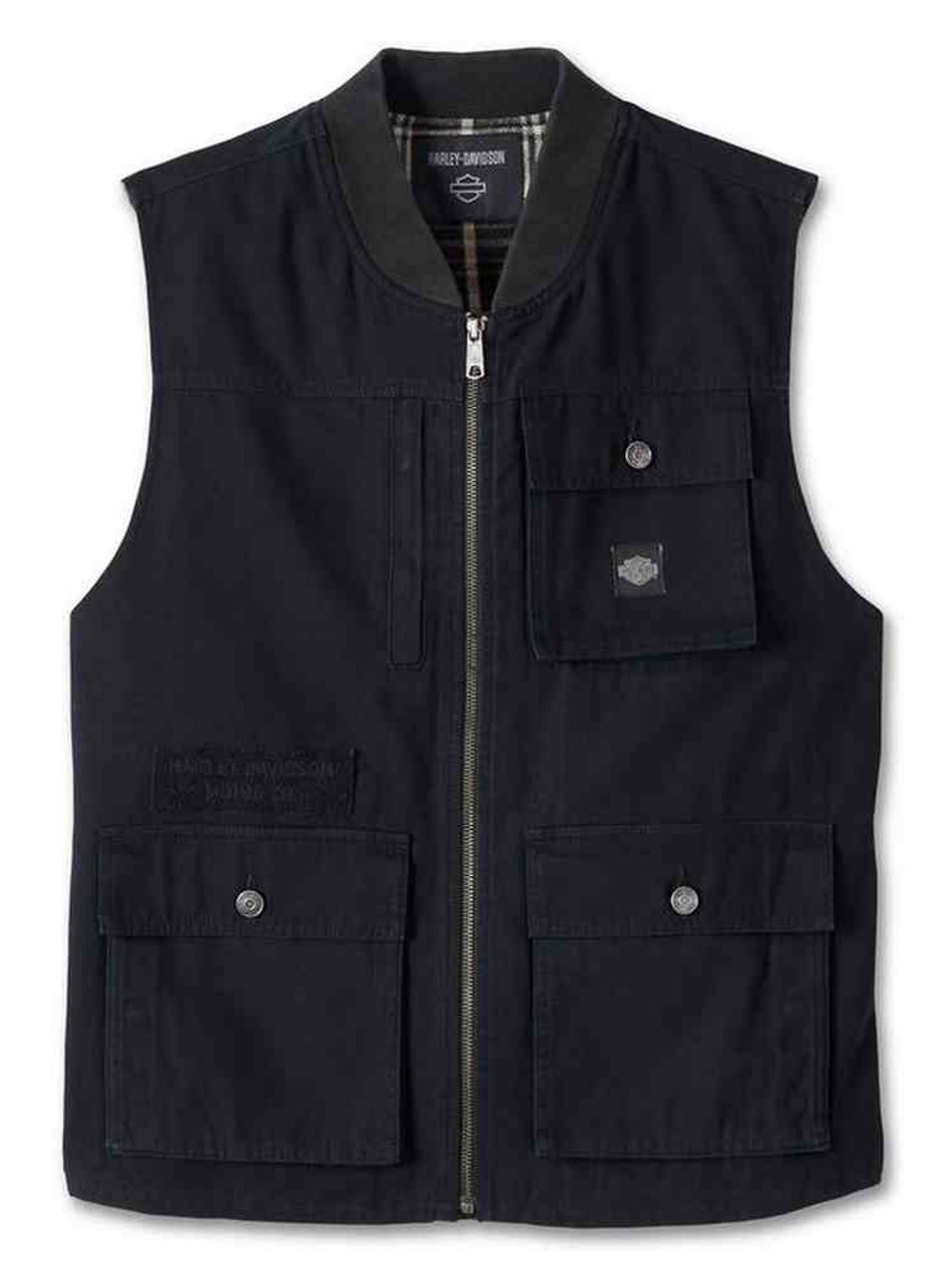 Harley-Davidson® Men's Blackened Cotton Canvas Zip Vest