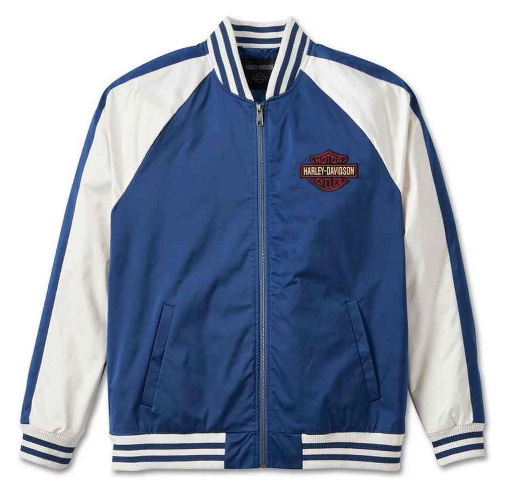 Harley-Davidson スタジャン ホワイト/ブルー Harley-Davidson® Men's Club Crew Casual Jacket - Colorblocked Blue