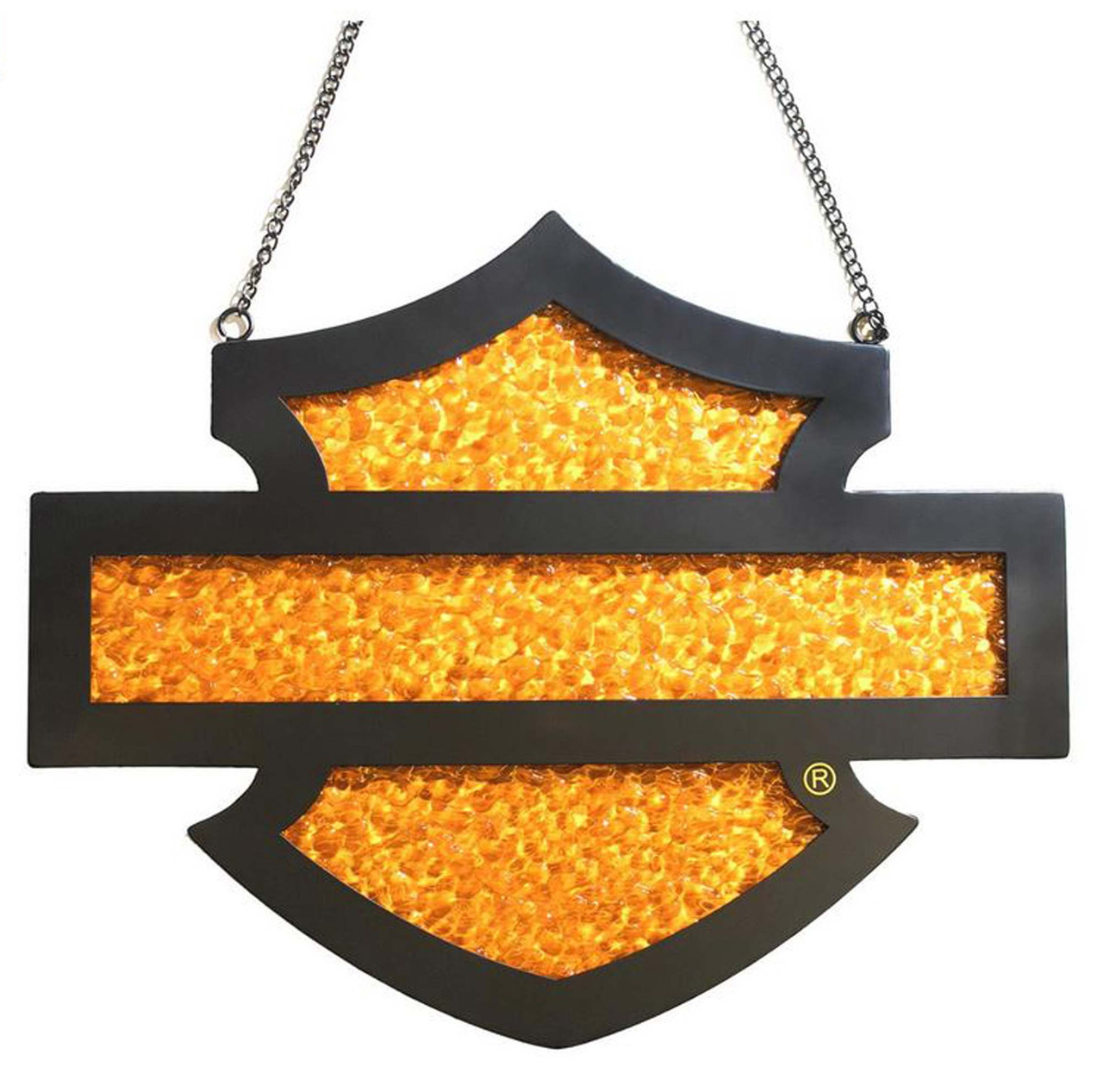 Harley-Davidson® Bar & Shield Shaped Faux Stained Glass Hanging