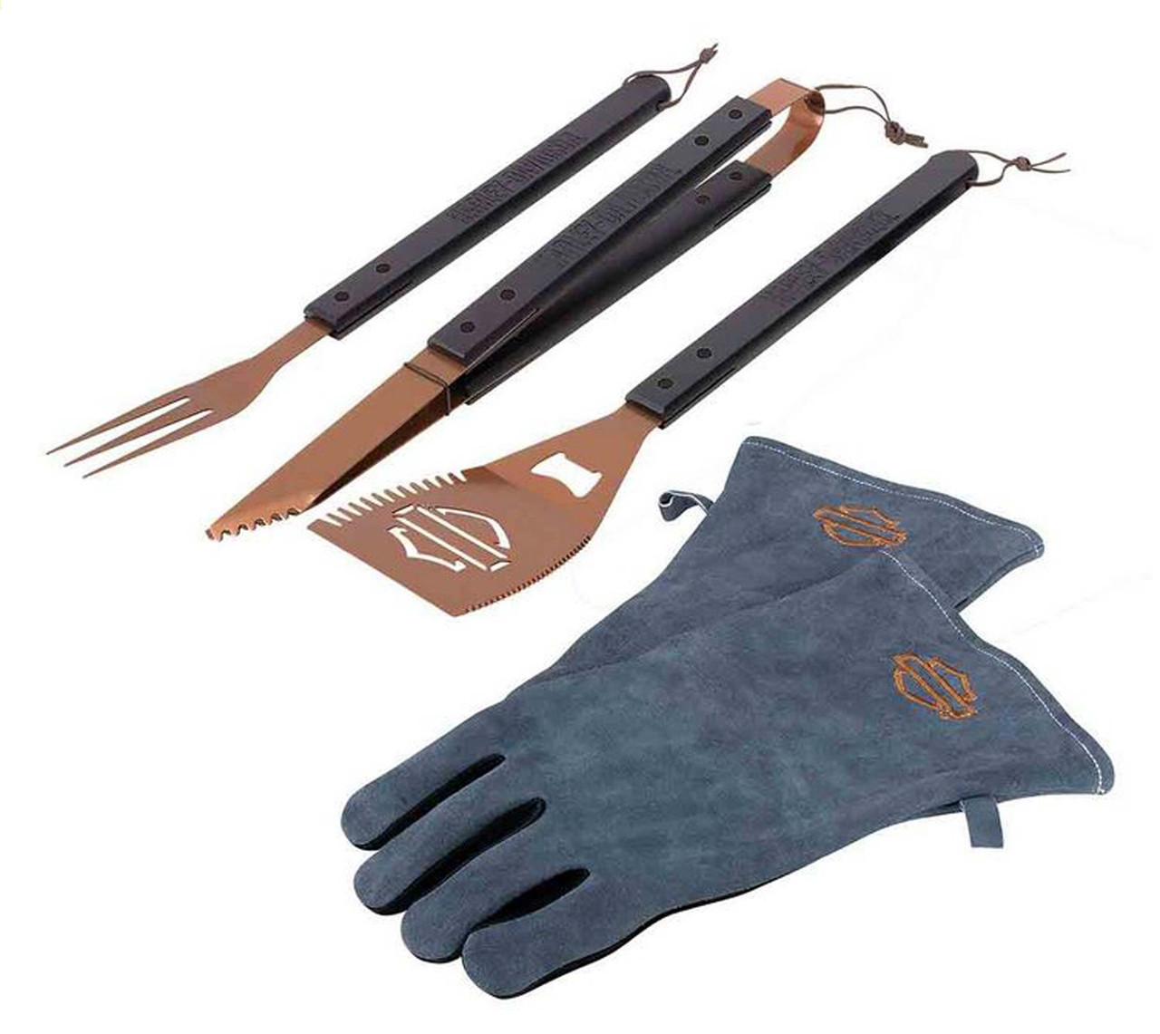 Harley-Davidson® Grill Tool Set with Gloves, Stainless-Steel