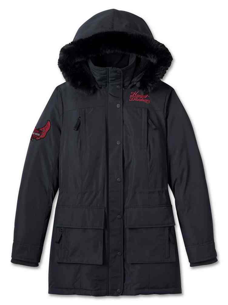 Harley-Davidson® Women's Juneau Fur Trim Parka Winter Jacket Black  97430-24VW