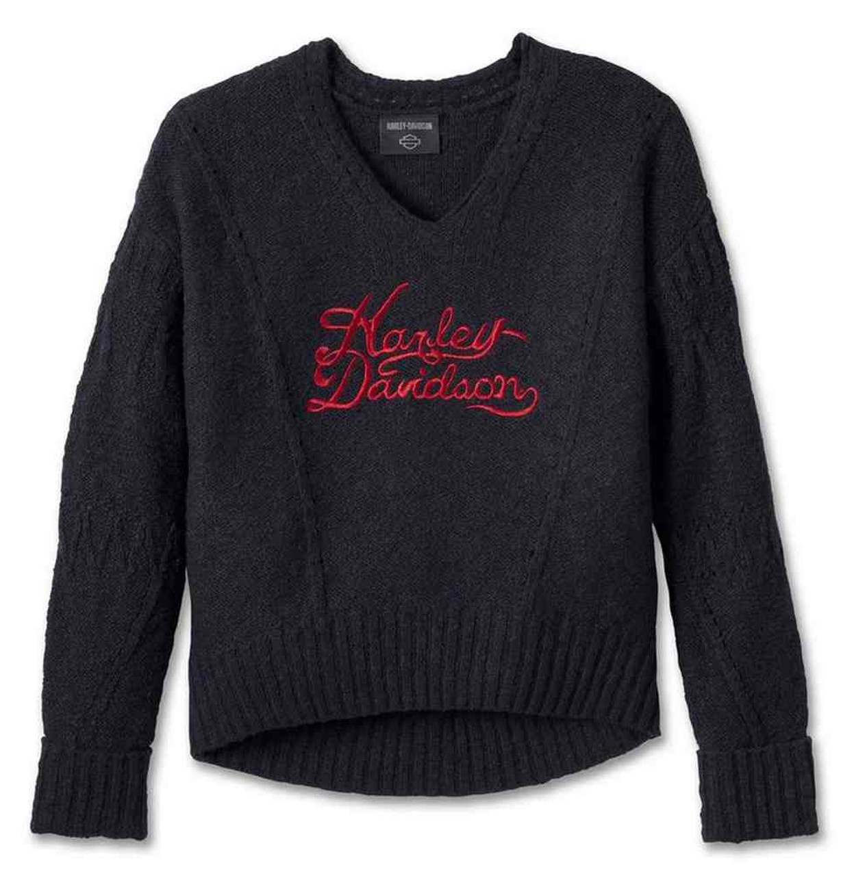 Harley-Davidson® Women's Station V-Neck Knit Sweater - Black