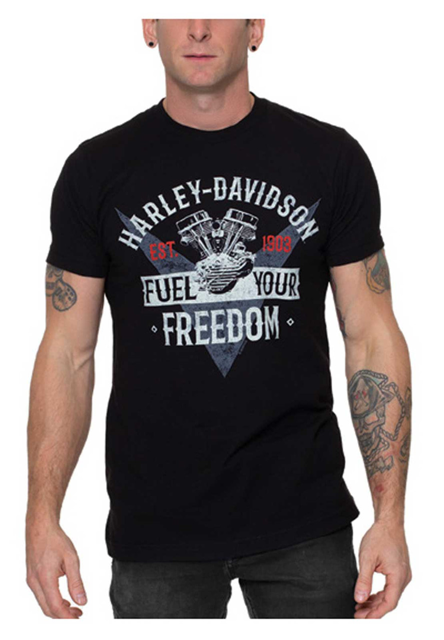 Harley-Davidson Men's Distressed Freedom Fighter Long Sleeve Shirt, White