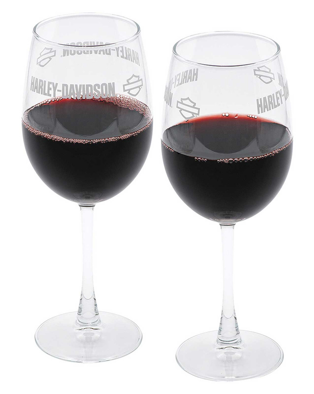 Harley-Davidson® Premier Etched Bar & Shield Logo Wine Glass Set