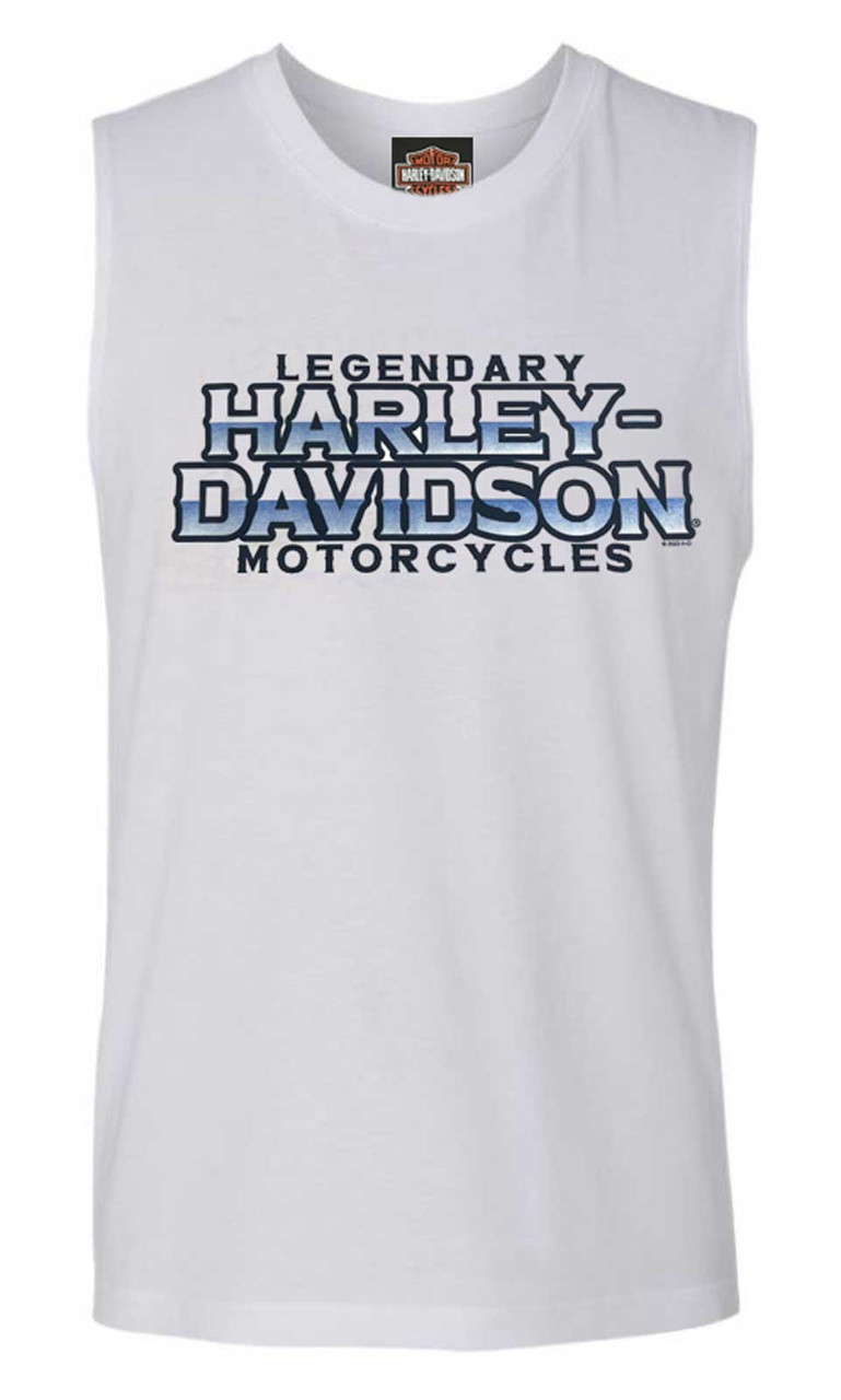 Harley-Davidson® Men's Improvise H-D Cotton Sleeveless Muscle Shirt - White - Wisconsin Harley-Davidson harley-davidson-men-s-improvise-h-d-cotton-sleeveless-muscle-shirt-white-wisconsin-harley-davidson