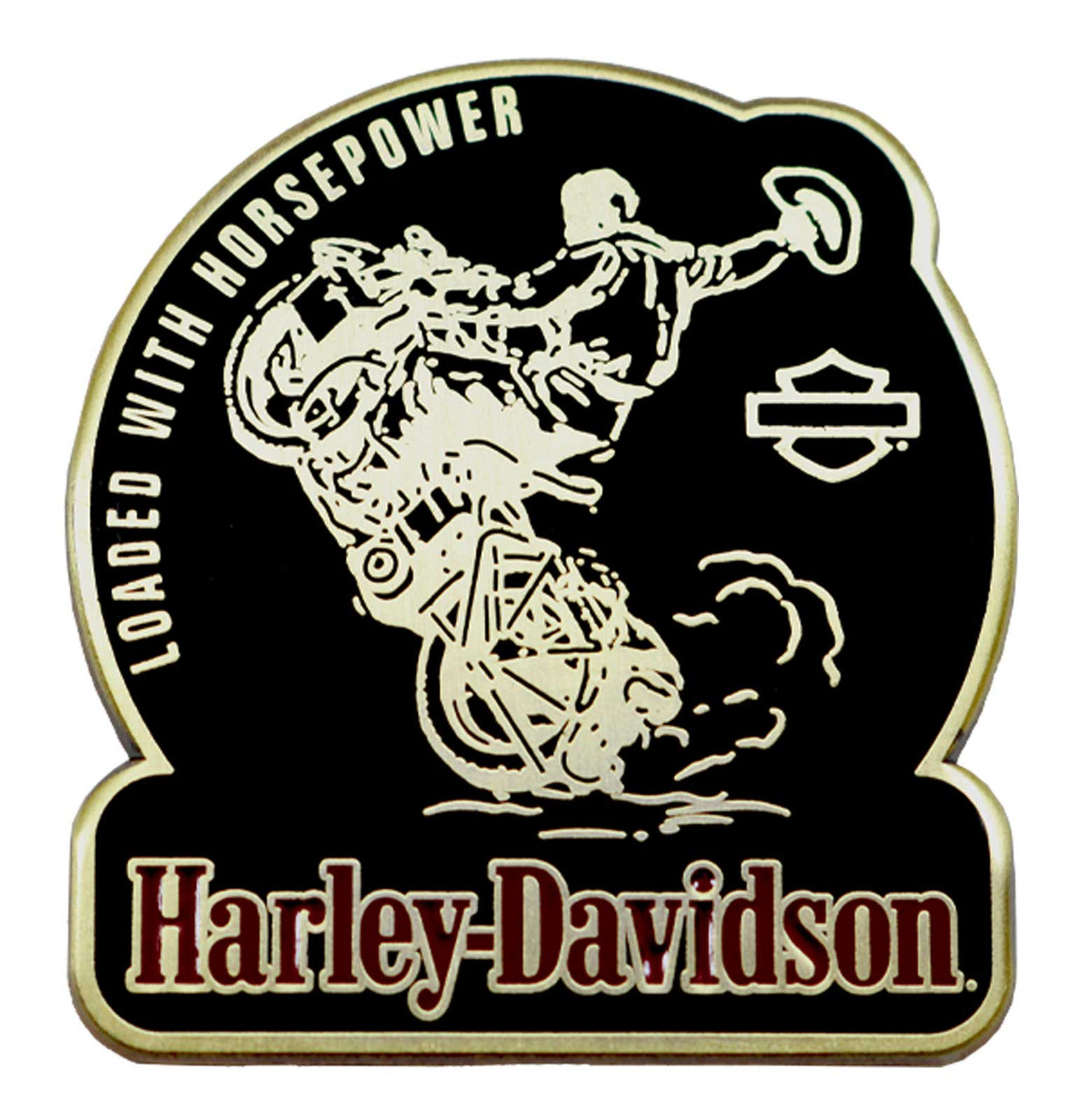 Harley-Davidson® 1.5 inch. Wheelie Rider Metal Pin, Black & Gold