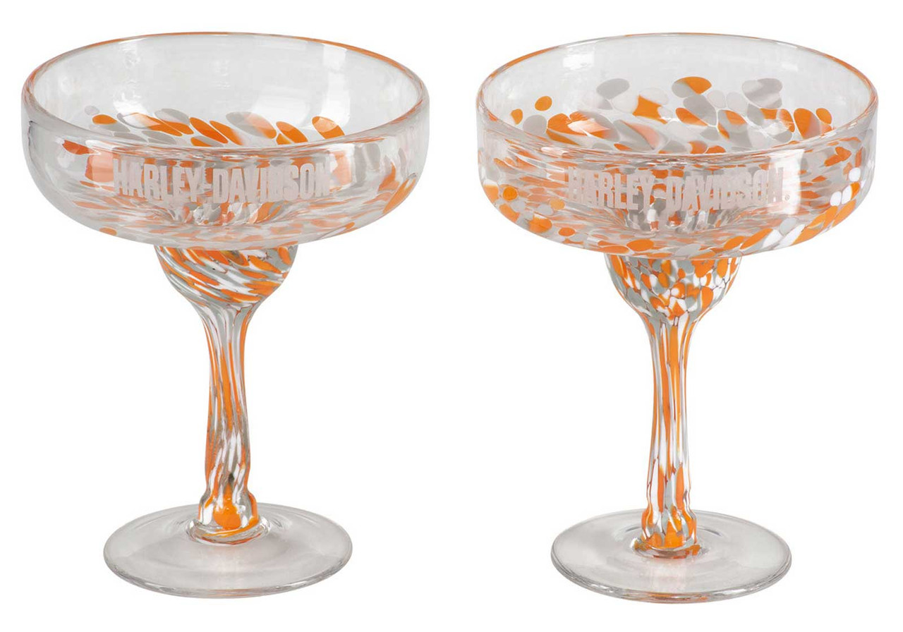 Harley-Davidson® Confetti Margarita Glass Set - Hand-Blown