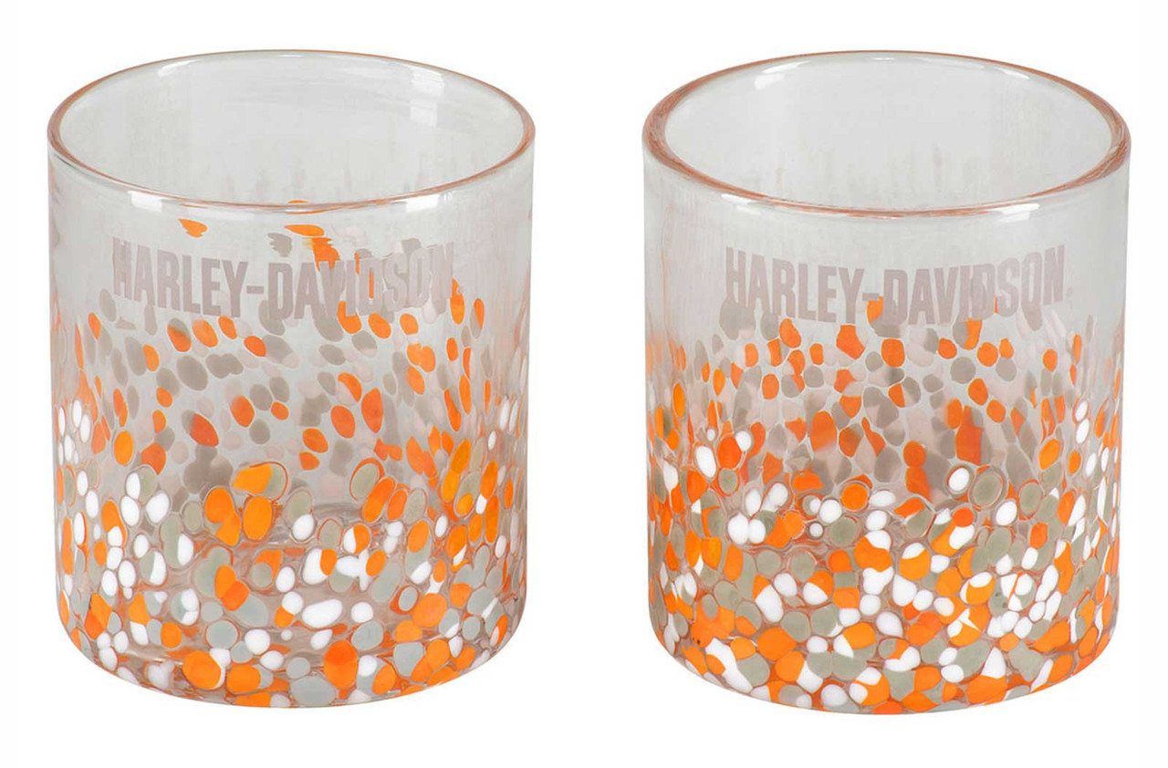 Harley-Davidson® Confetti Double Old Fashion Glass Set - Hand