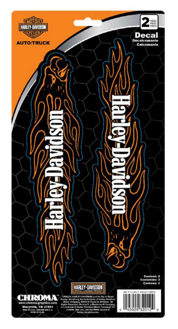 Harley-Davidson® 2-Piece Flaming Eagle w/ Text Vinyl Decal - Black