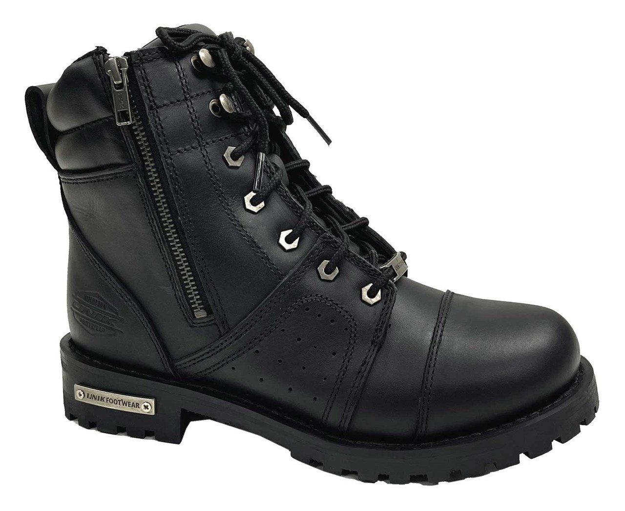 Unik Women's Premium Cowhide Leather Motorcycle Boots, Black 12002