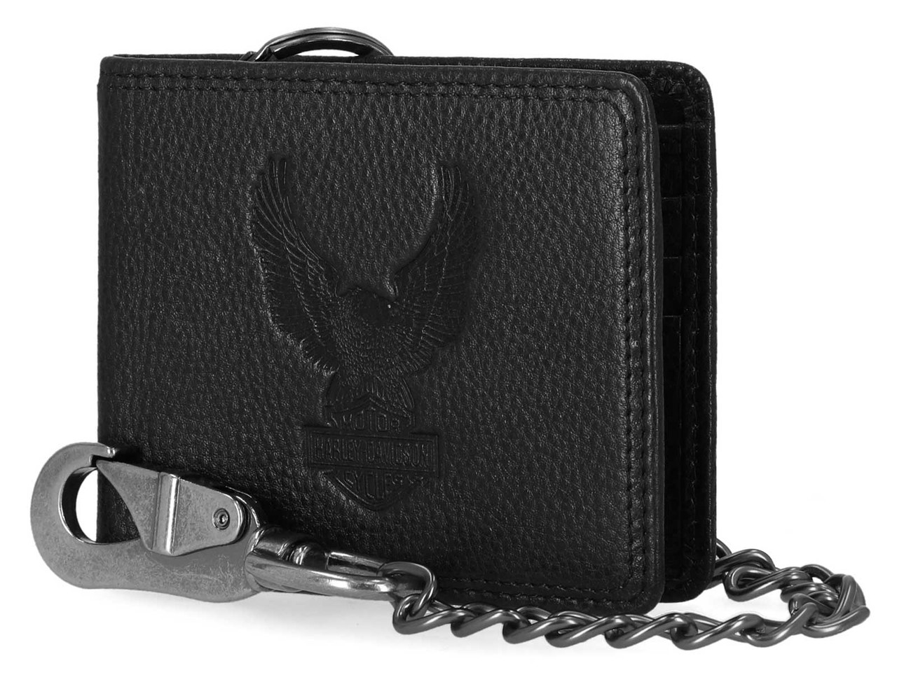 Harley-Davidson® Men's Embossed Eagle Billfold Chain RFID Wallet