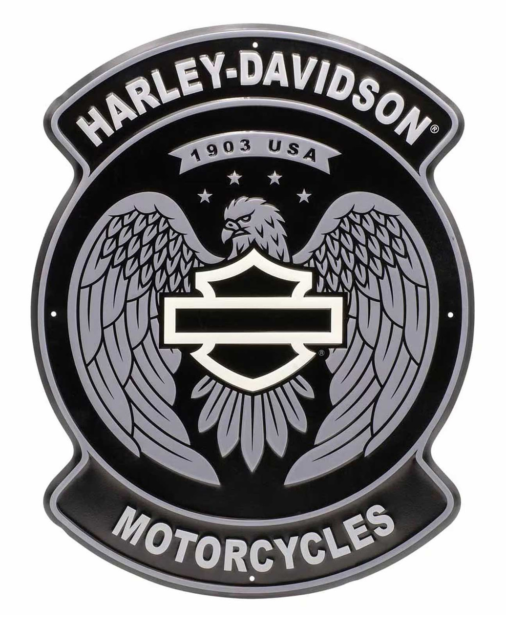 Harley-Davidson® Embossed Tin Sign, Open Bar & Shield Eagle, 15 x