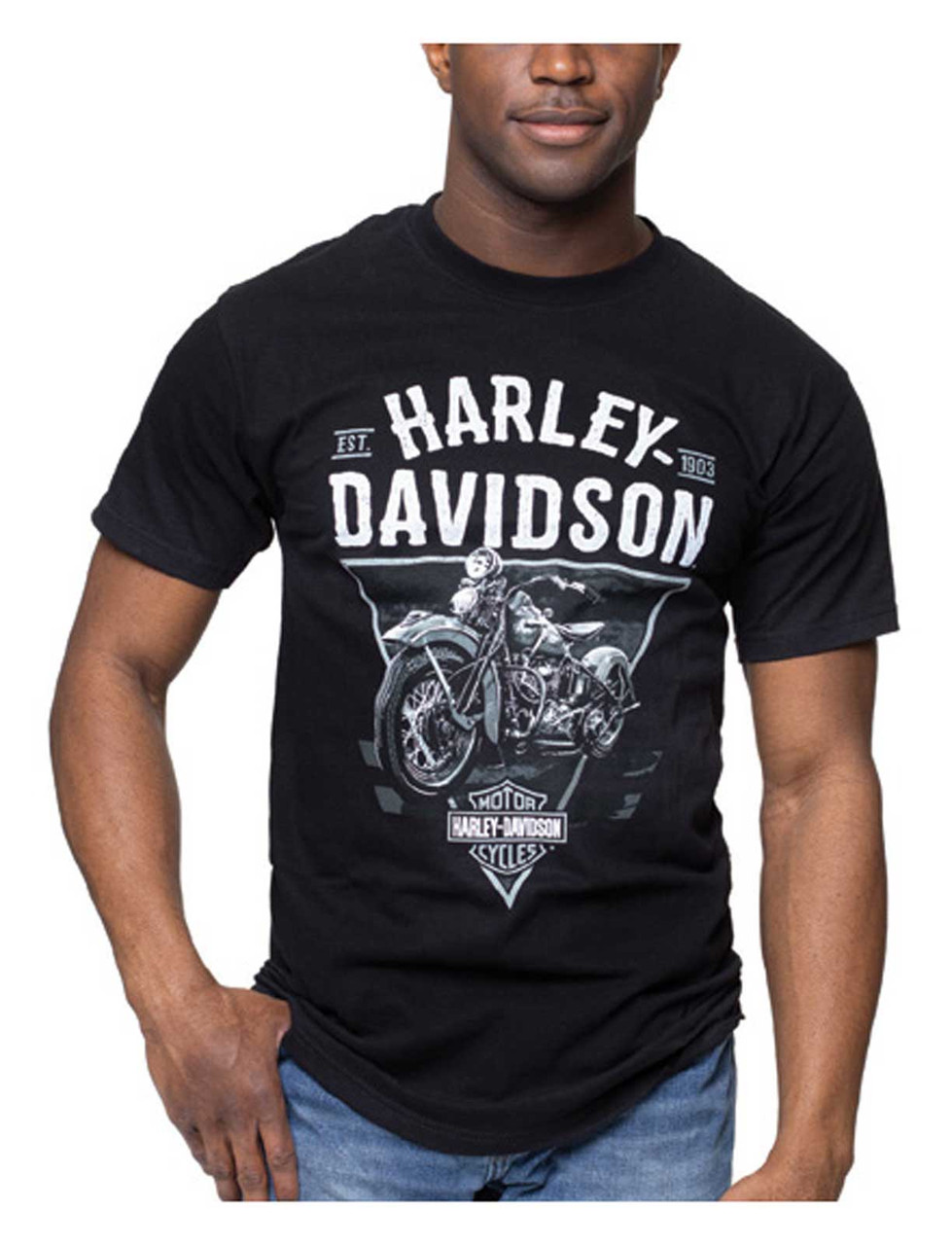 Harley-Davidson Tシャツ ブラック Lサイズ Harley-Davidson® Men's Elongated Orange Bar & Shield Black T-Shirt