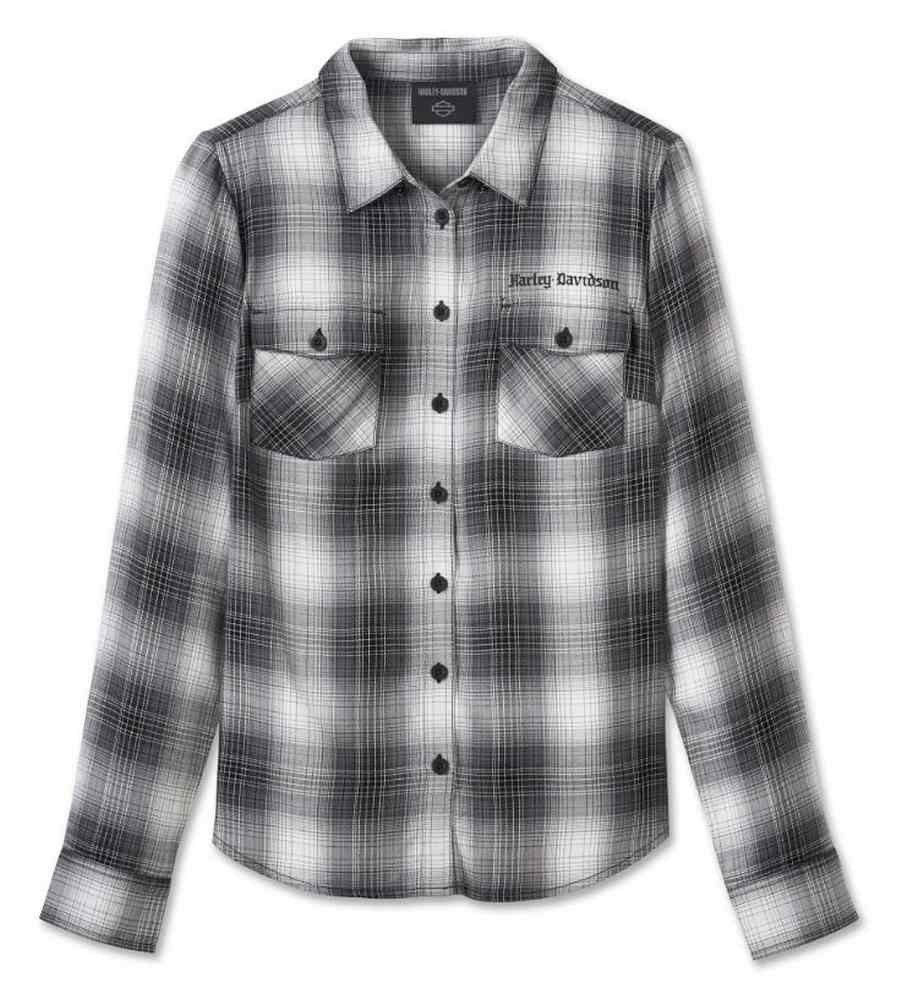 Harley-Davidson® Women's Stacked Bar Shield Long Sleeve Plaid
