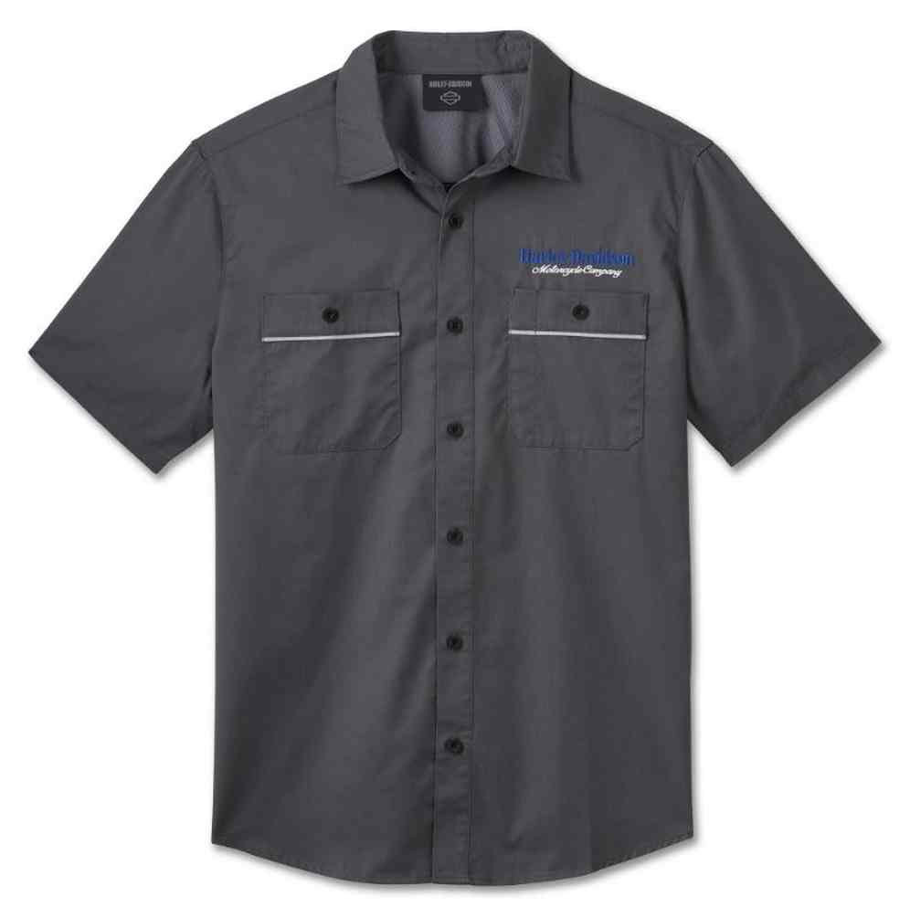 Harley-Davidson® Men's End Line Short Sleeve Button Shirt, Gray