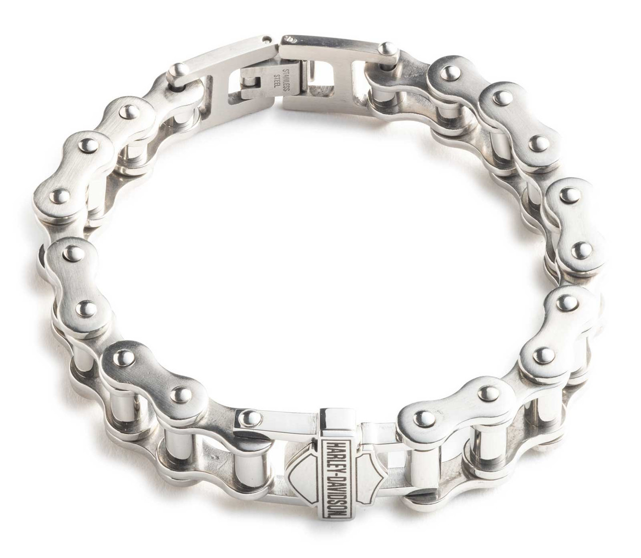 HARLEY-DAVIDSON チェーンブレスレット Harley-Davidson® Men's 9 in. Bar & Shield Bike Chain Flex Steel