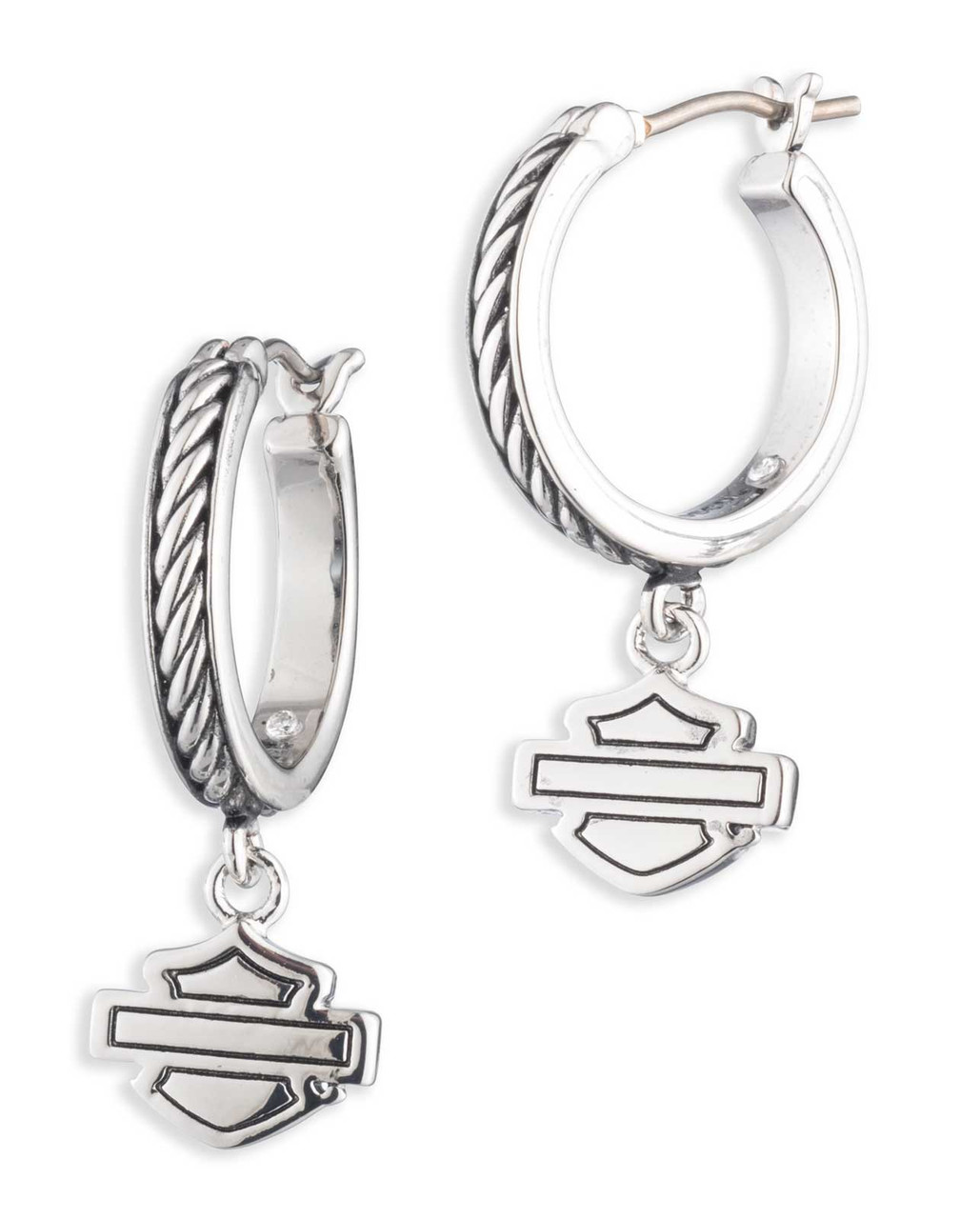 Harley-Davidson® Women's Bar & Shield Mini Charms Drop Hoop