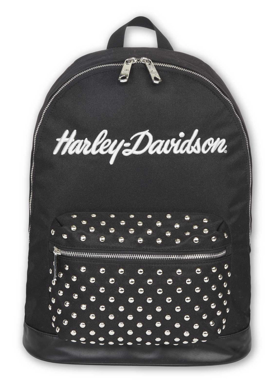 black backpack leather patches harley Harley-Davidson Classic Backpack with Studs in Moonshadow