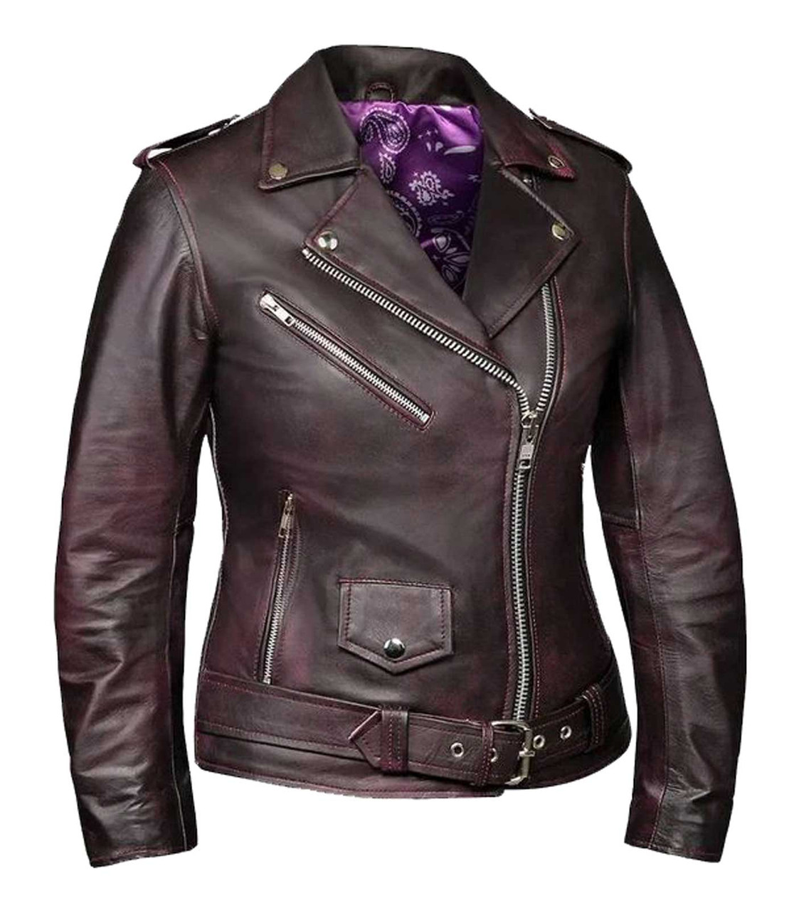 Derringer Women's Biker Premium Lambskin Leather Motorcycle Jacket