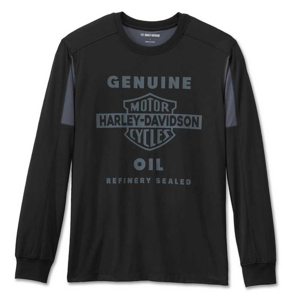 Harley-Davidson® Men's TECH Mesh B&S Long Sleeve Shirt, Black