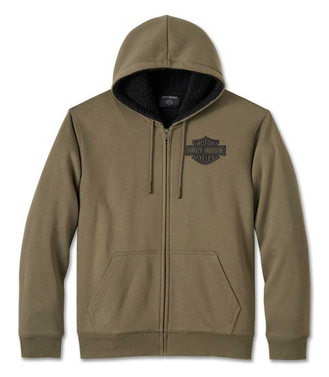 トップス Harley Davidson Full-Zip Hooded Jacket Harley-Davidson Men's Staple Zip-Up Hoodie - Black Beauty