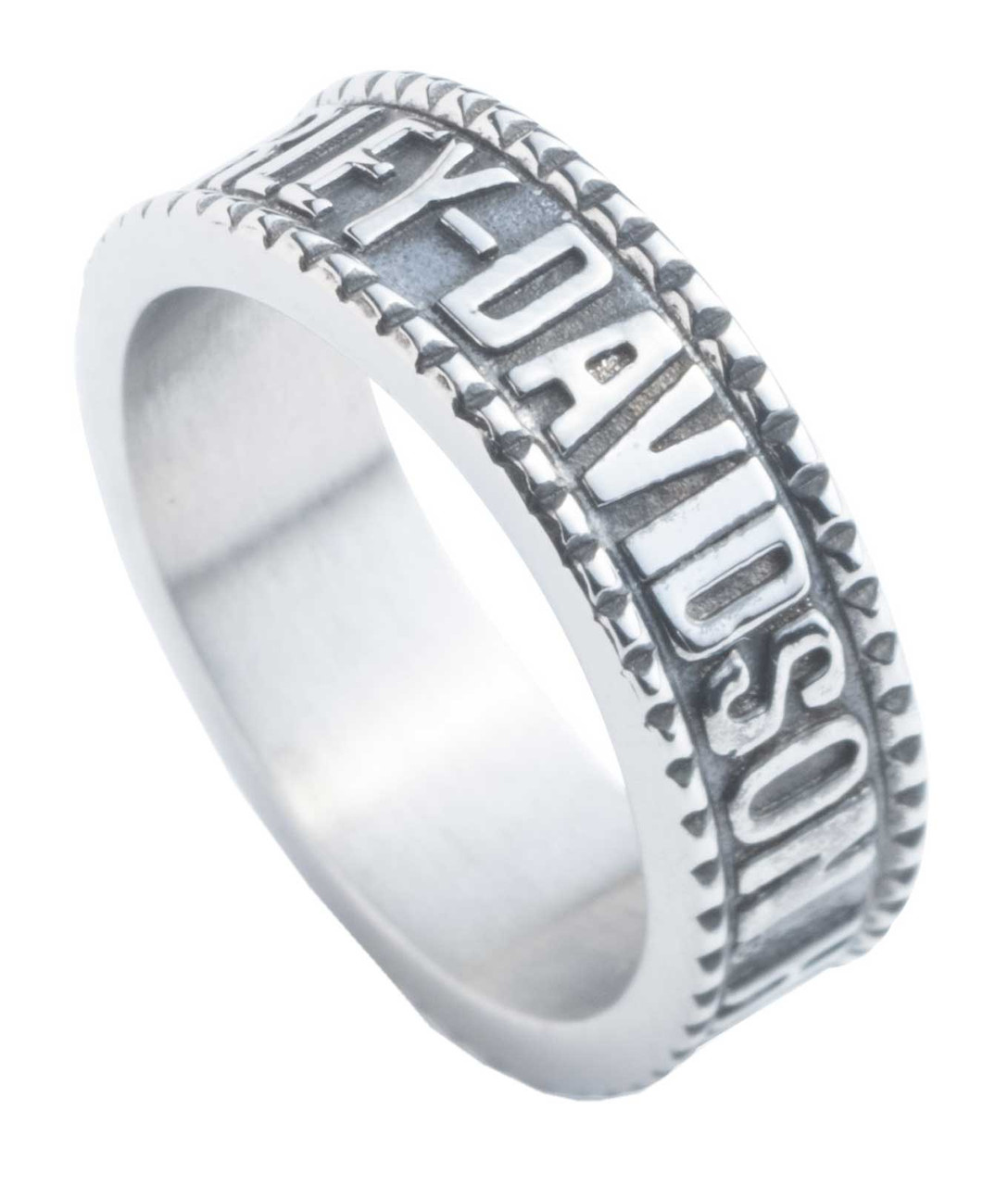 Harley-Davidson® Men's Engraved Raised H-D Logo Ring, Stainless