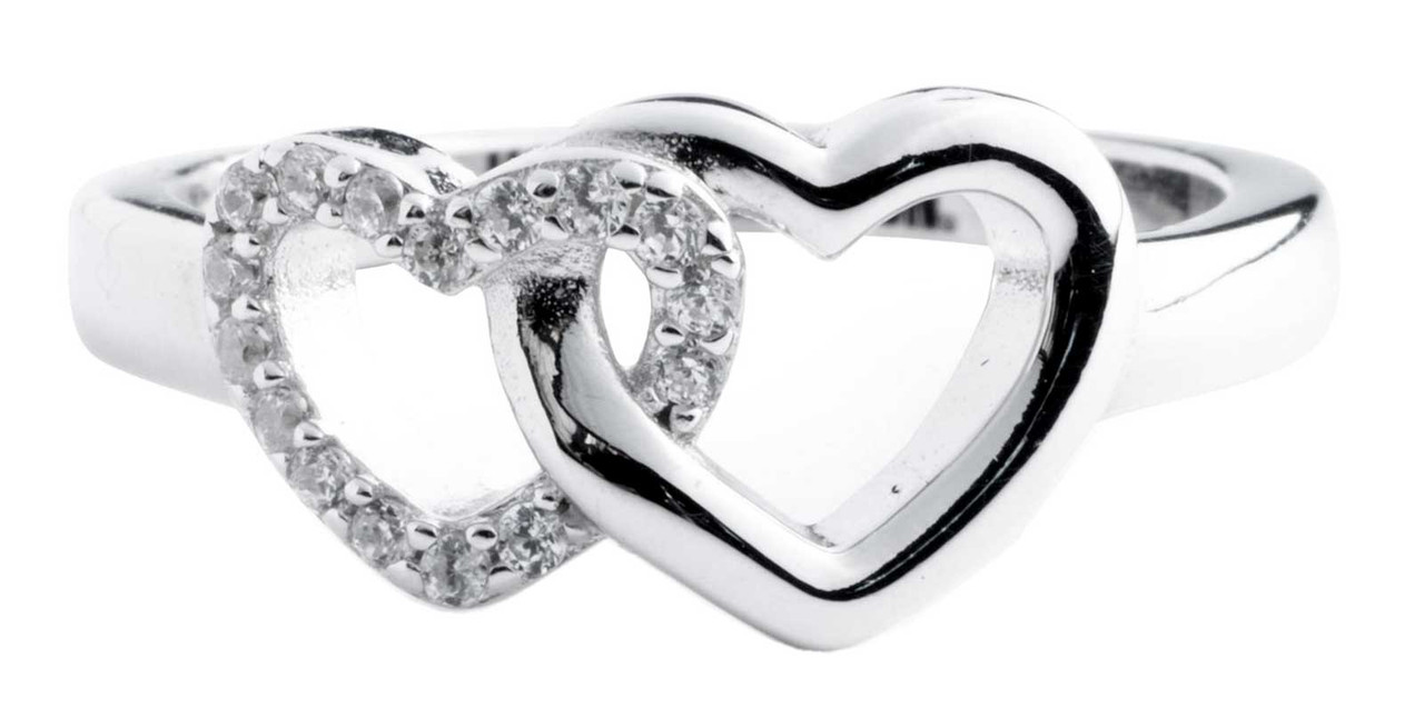 Harley-Davidson® Women's Embellished Double Heart Ring, Sterling