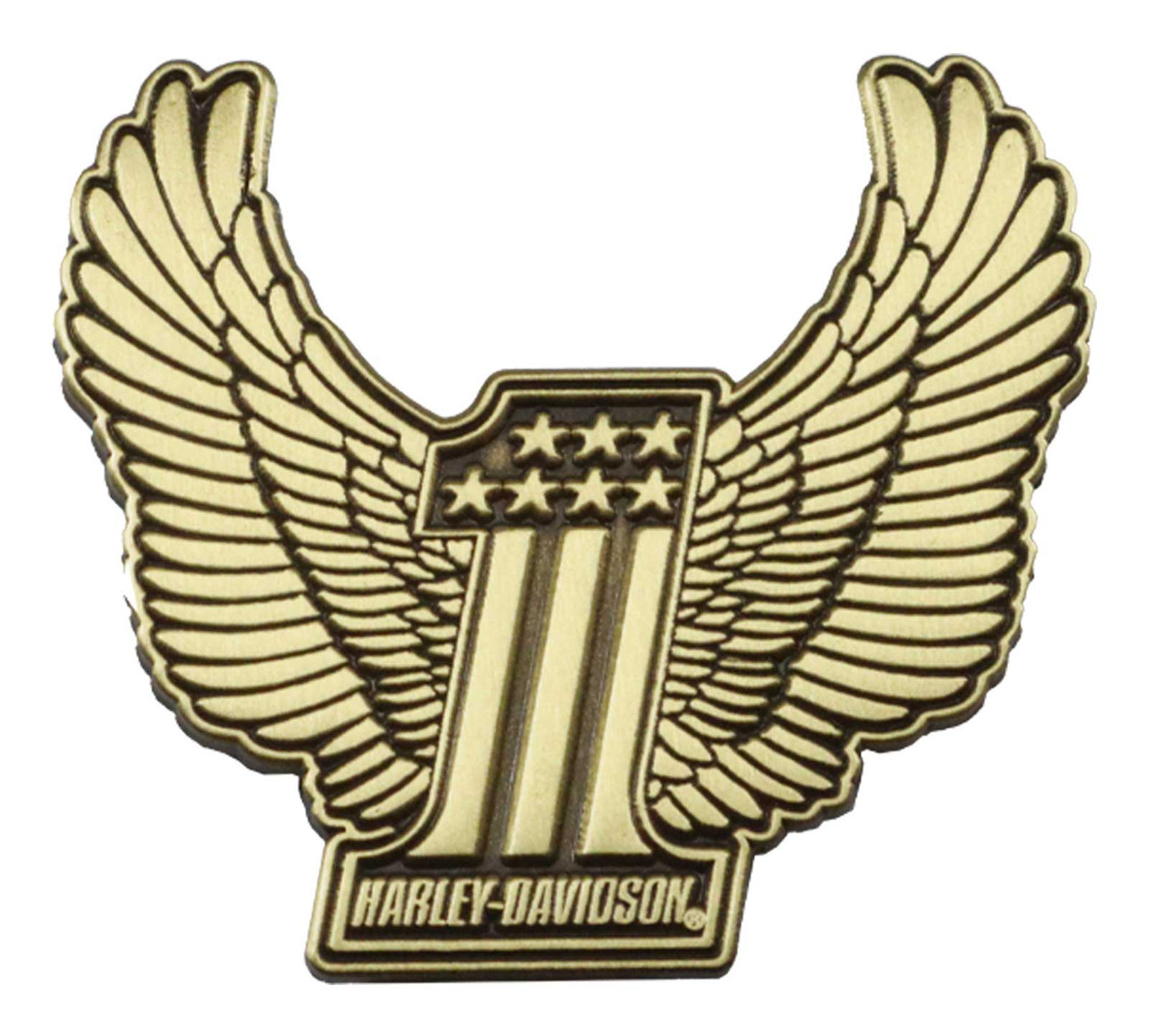 Harley-Davidson® 1.5 inch. Iconic Winged #1 Logo Metal Pin, Gold