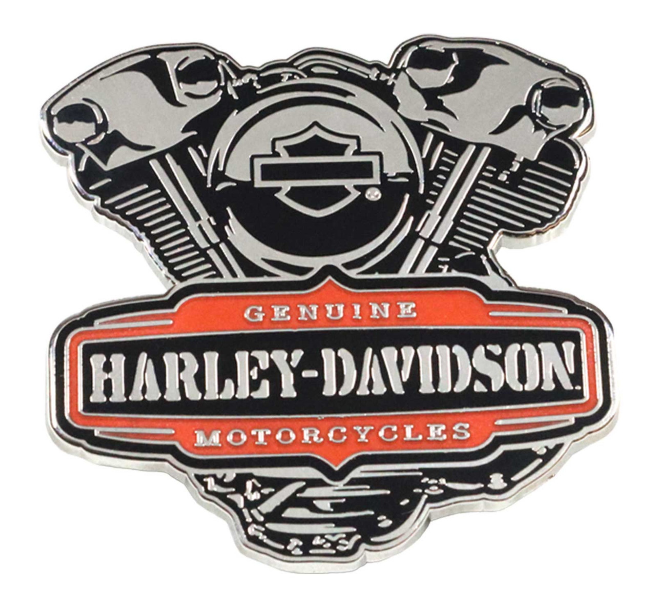 Harley-Davidson エンブレム Harley-Davidson® 1.5 inch. Twin Cam Engine Metal Pin, Silver