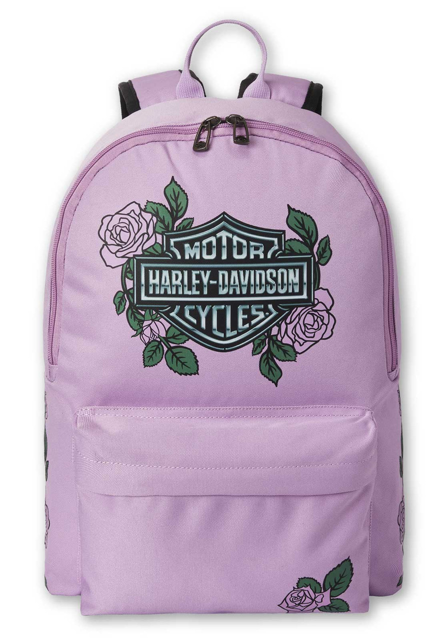 Harley-Davidson® Bar & Shield Roses Graphic Backpack w/ Adjustable