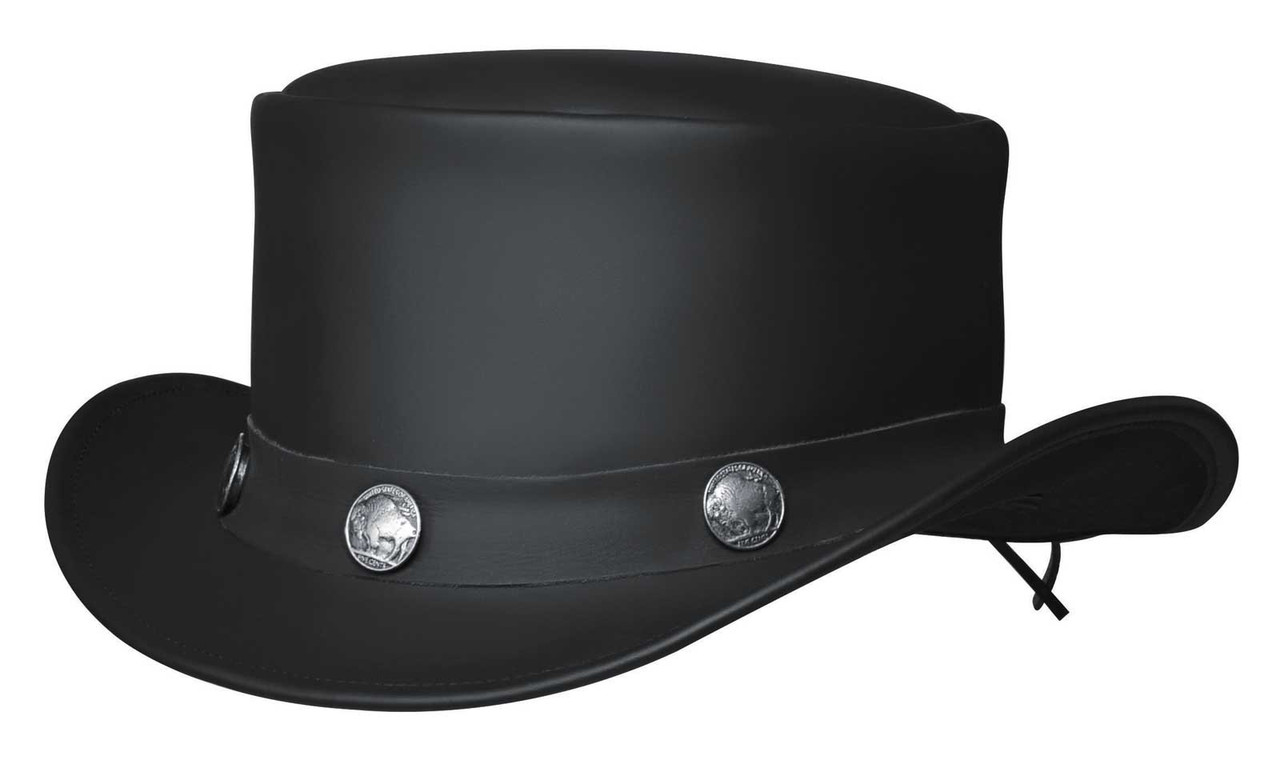 Derringer Men's Cowhide Leather Top Hat w/ Buffalo Nickel