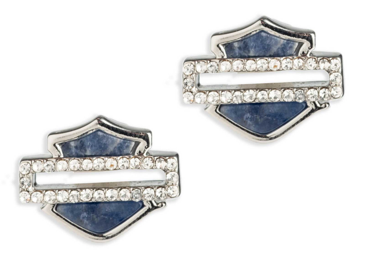 Venus♡ Harley-Davidson® Women's Crystal & Stone Bar & Shield Stud
