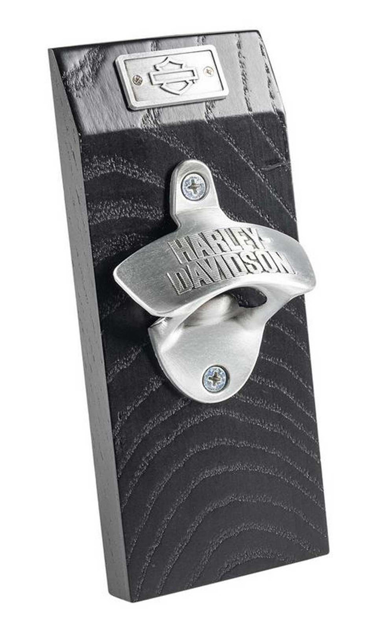 Harley-Davidson® Open Bar & Shield Wall Mount Bottle Opener, Wood