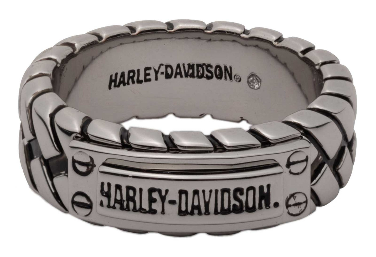 Harley-Davidson® Men's Brass H-D Wordmark Braided Ring, Antique