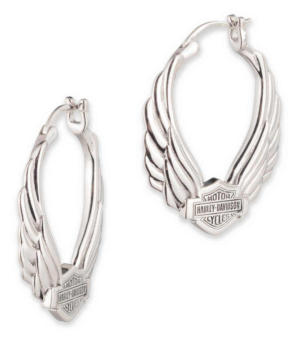 バイカーリング/hotweels/wing/シルバー/ハーレー Harley-Davidson® Women's Winged Bar & Shield Hoop Earrings