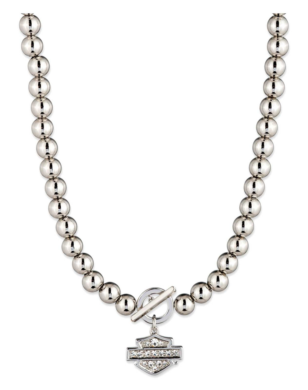 Harley-Davidson® Women's 16 in. Crystal Bar & Shield Bead Toggle