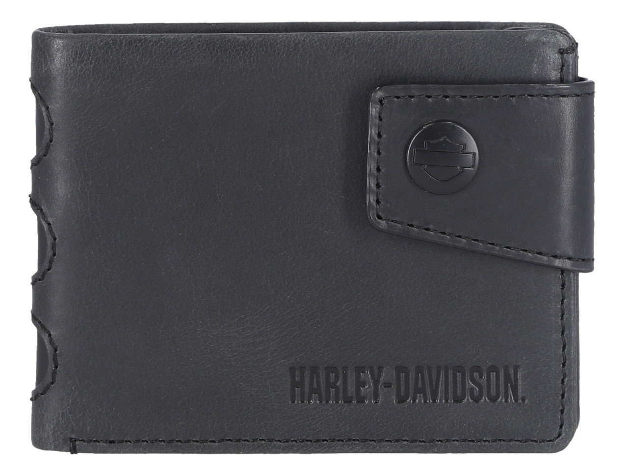 Harley-Davidson® Men's Die Cut Script Logo Bi-Fold Leather Wallet