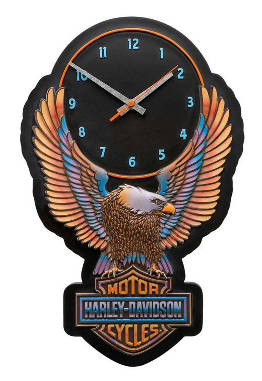 Harley-Davidson® Vivid Bar & Shield Eagle Outdoor Clock, Custom